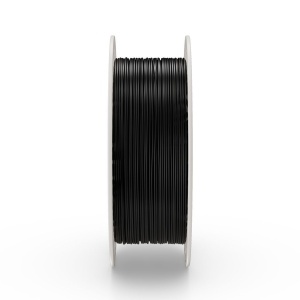 Rolă filament Fiberlogy PETG FR V0 Black 0.85kg, văzută din profil