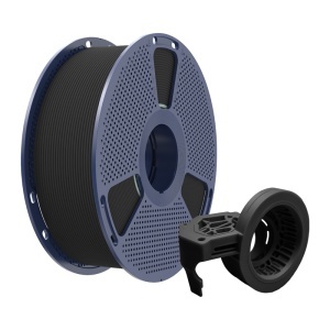 Detaliu de aproape cu textura firului de Filament Sunlu PETG High-Speed Matte Black 1kg, disponibil pe reprapmania.ro.