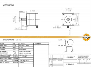 Motor pas cu pas Nema 17 1.7 A