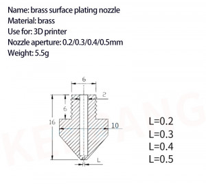 Duza din alama cromata Lata MK8 0,4mm