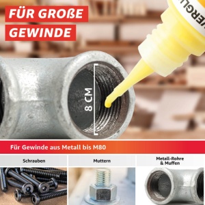 Everglue Threadlocker aplicat pe filet metalic - potrivit pentru șuruburi, piulițe, țevi și mufe metalice până la M80