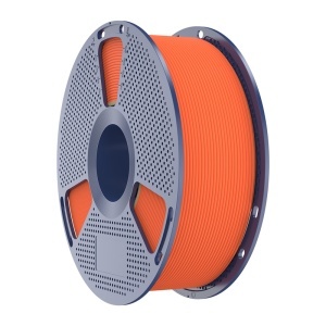 Rolă de Filament Sunlu PETG High-Speed Matte Orange 1kg integrată într-un sistem de printare 3D.