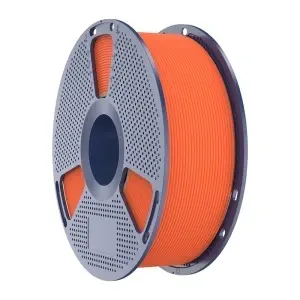 Rolă de Filament Sunlu PETG High-Speed Matte Orange 1kg integrată într-un sistem de printare 3D.