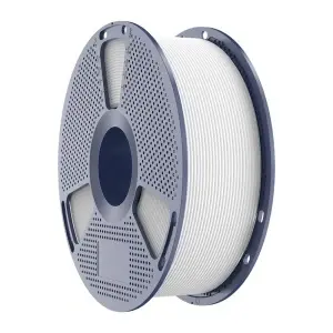 Rolă de Filament Sunlu PETG High-Speed Matte White 1kg integrată într-un sistem de printare 3D.