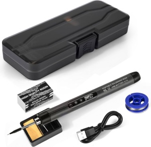 Cutie de depozitare închisă pentru ciocanul de lipit wireless LCD, cu fludor, pastă flux, suport cu burete și cablu USB-C