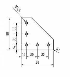 Conector L pentru profile aluminiu 30×30