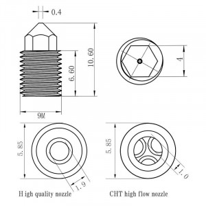 Duza din alama CHT pentru Bambu Lab-0.6mm