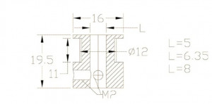 Fulie dintata 20 dinti pentru curea GT2 9mm ax 6.35mm