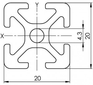 Profil aluminiu 20x20 slot 5mm