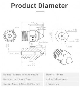 Duza 0,3mm TTS pentru CR-6 SE ,Ender 3 S1,Ender 3 S1 PRO