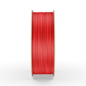 Rolă filament PLA FiberWORKS roșu, vedere laterală a filamentului înfășurat