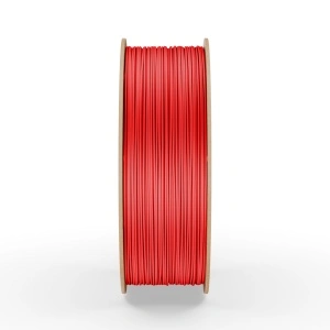 Rolă filament PLA FiberWORKS roșu, vedere laterală a filamentului înfășurat