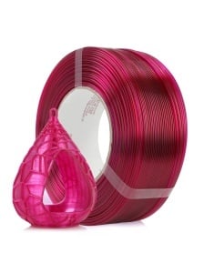 Obiect printat 3D cu filamentul PET-G Standard HS Pink Transparent de la Rosa 3D, ilustrând transluciditatea materialului, din oferta ReprapMania.