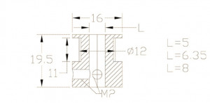 Fulie dintata 20 dinti pentru curea GT2 9mm ax 8mm - Img 2