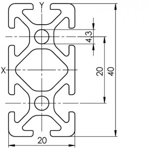 Profil aluminiu 20x40 slot 5mm
