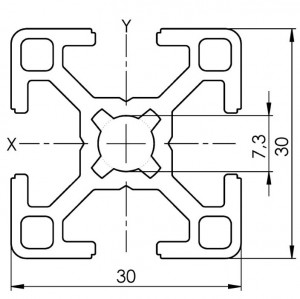 Profil aluminiu 30x30 slot 8mm