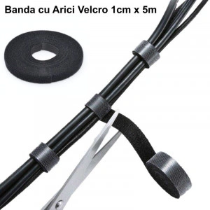 Banda cu arici tip VELCRO 1cm x 5m negru