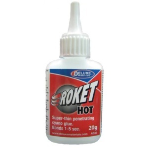 Deluxe Materials Roket Hot - Adeziv Cianoacrilat (CA) Super-Subțire, Priză 1-5 sec, 20g