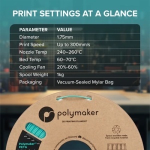 Filament POLYMAKER PETG HS Grey 1kg