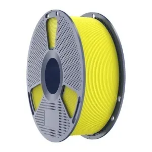 Rolă de Filament Sunlu PETG High-Speed Matte Yellow 1kg integrată într-un sistem de printare 3D.
