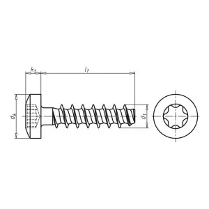Schiță tehnică și dimensiuni pentru șurub termoplastice CNC Kitchen 2.5x6 mm model Negru