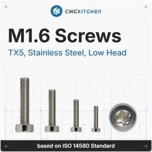 Surub M1.6x14 mm, TX5, oțel inoxidabil AISI 304, cap redus - 25 bucati