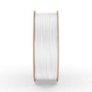 Rolă filament PLA FiberWORKS alb, vedere laterală a filamentului înfășurat