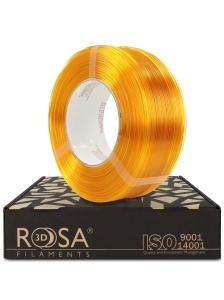 Obiect printat 3D cu filamentul PET-G Standard HS Transparent Yellow de la Rosa 3D, ilustrând transluciditatea materialului, din oferta ReprapMania.