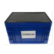 Container euro-transport 80 l, albastru + Placa de acoperire PP neagra, 400 x 600 mm
