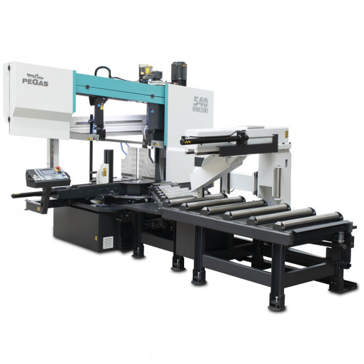 Fierastrau cu banda 540 HORIZONT X-CNC, PEGAS GONDA, semiautomat, 2 coloane, pentru taieri verticale sau in unghi, pentru bare solide sau profile