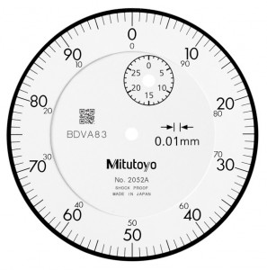 Ceas comparator, Mitutoyo, spate plat, jeweled bearing, rezistent la socuri, domeniu 30 mm, gradatie 0,01 mm, 2052AB 2