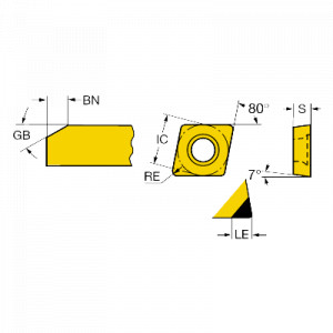 Placuta Boron Nitride, Sandvik Coromant, CCGW060202T01030F 7025 - Img 2