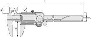 Subler digital ABS IP67, Mitutoyo, rezistent la lichid de racire, 0-300mm, tija de adancime plata, fara iesire de date, 500-708-20 2
