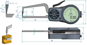 Subler pentru masurare externa, Mitutoyo, calibru 0-20mm, 0,01mm, D=1,5mm Sfera 209-933 3