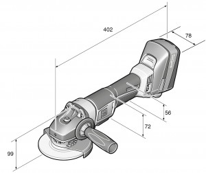 Polizor unghiular cu acumulator diametru 115 mm FEIN CCG 18-125 BLPD SELECT 71200462000 schita
