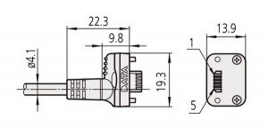 Cablu de conexiune U-WAVE-T A cu buton de date, tip caliper IP, Mitutoyo, 02AZD790A 4