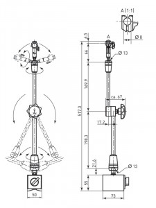 Stand magnetic articulat, Mitutoyo, raza de lucru 280 mm, magnetic, 011360 2