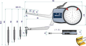 Subler pentru masurare interna, Mitutoyo, calibru 90-140mm, 0,01mm, 209-311 3
