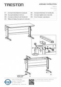 Cadru reglabil pentru banc de lucru Concept, Treston 1800 x 750