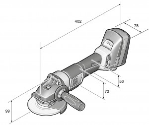Polizor unghiular cu acumulator diametru 115 mm FEIN CCG 18-115 BLPD SELECT 71200362000 schita