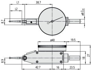 Ceas comparator orizontal, Mitutoyo, 0,6mm, 0,002mm, tija 8mm, 513-425-10E 4