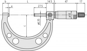 Micrometru Mitutoyo 103-137; 0-25mm; Design economic 2