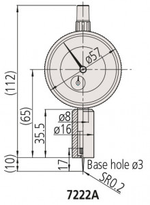 Indicator de adancime cu cadran, Mitutoyo, 0-10mm, element de contact ac, baza rotunda, 7222A 2