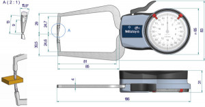 Subler pentru masurare externa, Mitutoyo, calibru 0-20mm, 0,01mm, 209-404 3