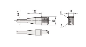 Cablu de conexiune U-WAVE-T F, pedala de comanda, tip drept si plat, Mitutoyo, 02AZE140F 3