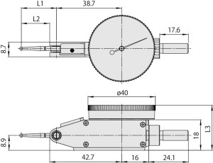 Ceas comparator cu cadran, Mitutoyo, varf din rubin, 1mm, 0,01mm, tija 8mm, 513-477-10E 4