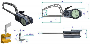 Subler pentru masurare externa, Mitutoyo, calibru 0-30mm, 0,01mm, D=3mm Sfera Carbura 209-952 2