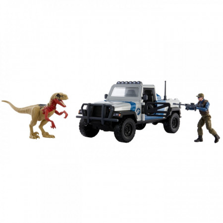 JURASSIC WORLD DINO TRACKERS SET CAMIONETA SEARCH AND SMASH SI DINOZAUR ATROCIRAPTOR