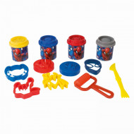 GALETUSA CU 4 BORCANASE DE PLASTILINA SI ACCESORII DE MODELAT SPIDERMAN
