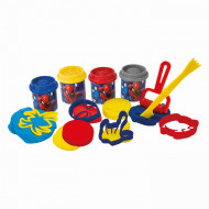 GALETUSA CU 4 BORCANASE DE PLASTILINA SI ACCESORII DE MODELAT SPIDERMAN
